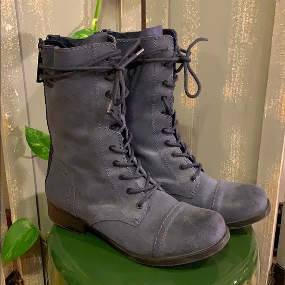 Aldo indigo blue suede lace up and zip up boots - Picture 3 of 9